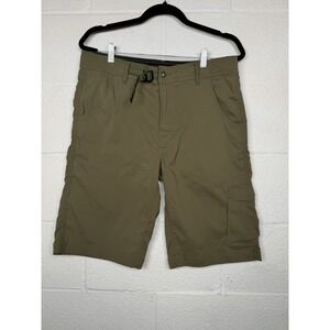 Prana Zion Hiking Shorts Mens M Olive Green Belted Cargo Outdoor Gorpcore
